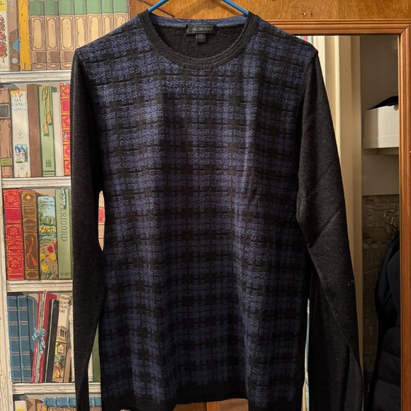 Saks Fifth Avenue Blue Check Sweater - Size M - Picture 1 of 3